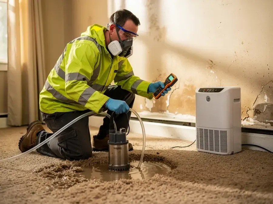 ATC Restoration Services technician on a Denham Springs water damage job