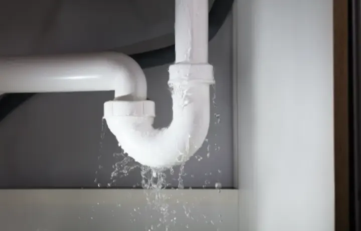 Water from a failed washing machine supply line on a Denham Springs floor